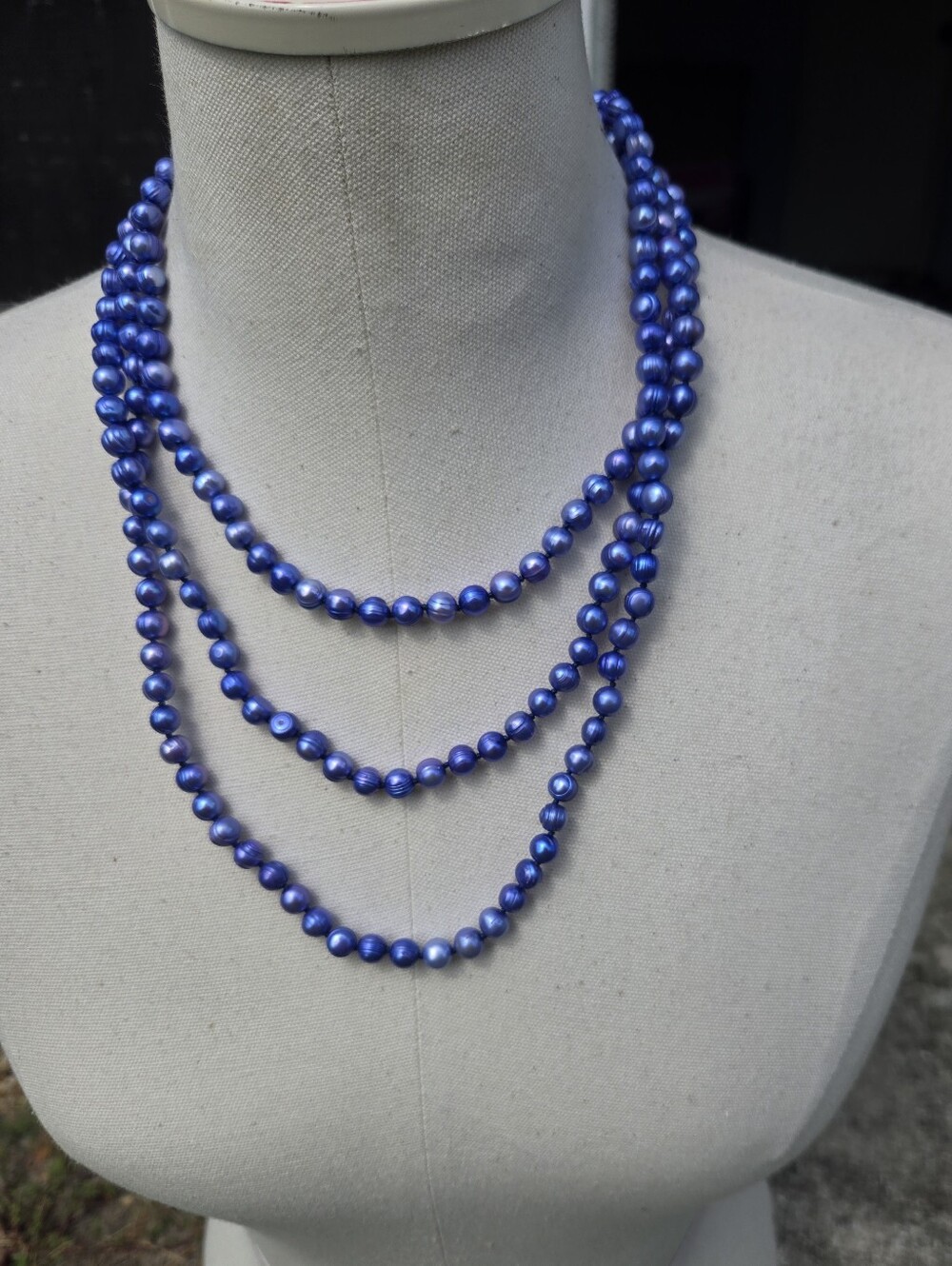 Naural Pearl Blue Dyed Endless Necklace 31.5in